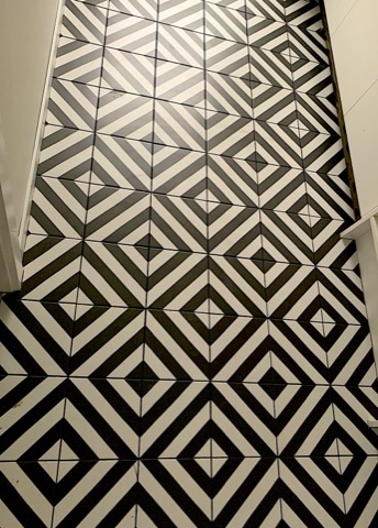 Monochrome geometric mosaic tiling